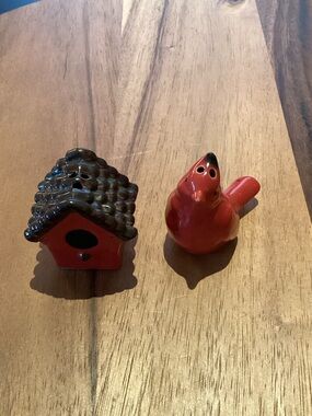 Cardinal & Birdhouse Salt & Pepper Shakers Probably Cracker Barrel